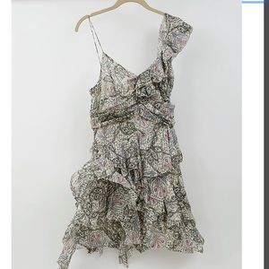Isabel Marant Paisley Sheer Ruffle Cocktail Dress